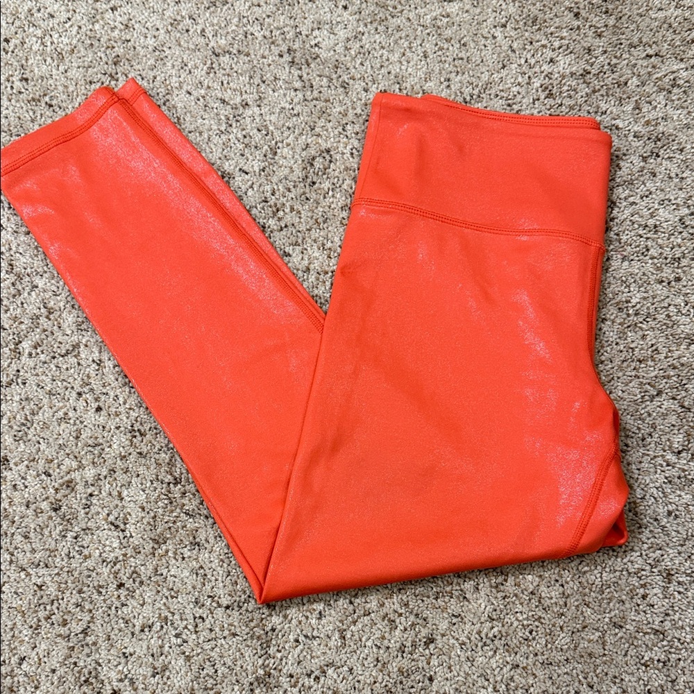 Women’s High-Waist Orange Metallic Leggings NWOT